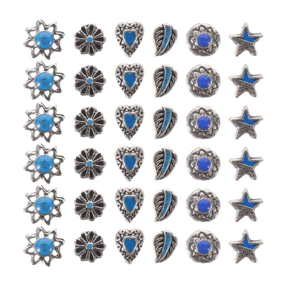60pcs Retro Stone Nail Charms: Imitation Art Charms – Western