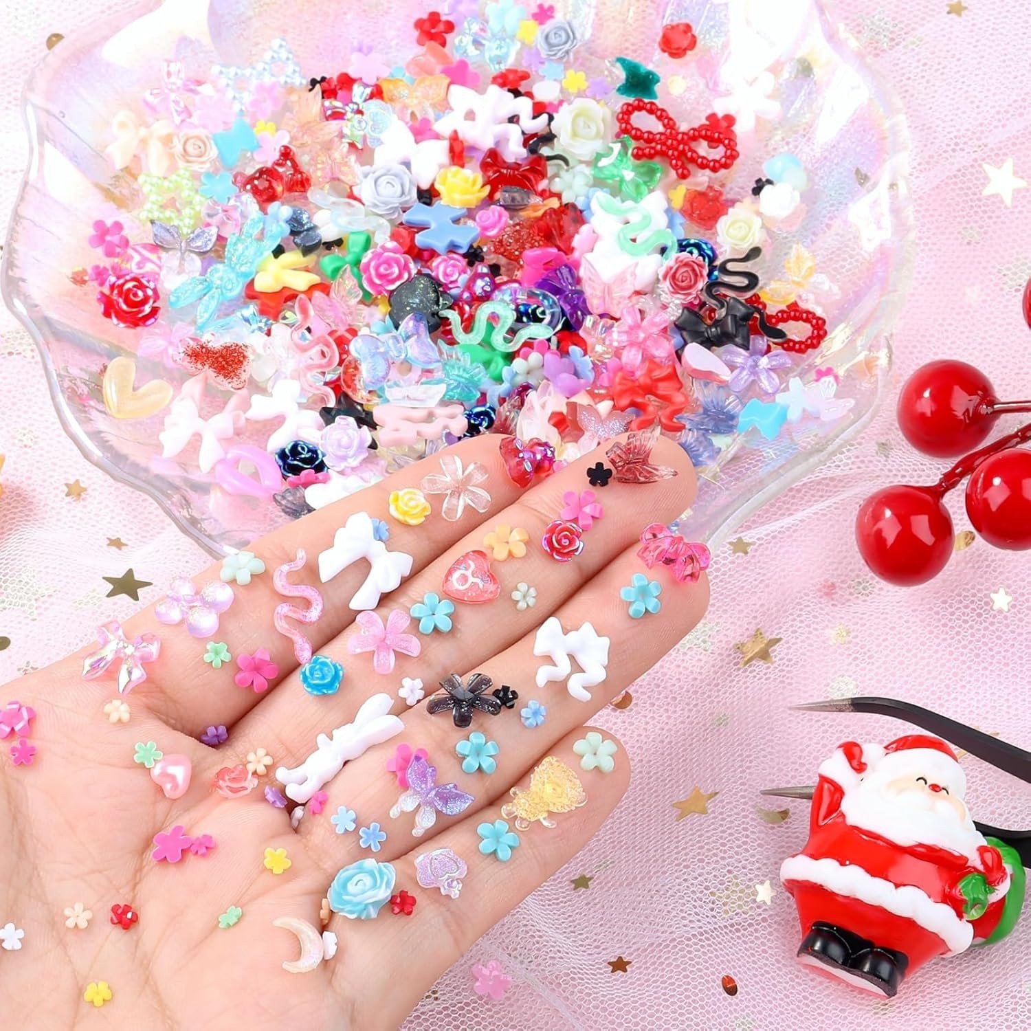 Vibrant 300-Piece 3D Resin Nail Art Charms – For Creative Nail Design Lovers
