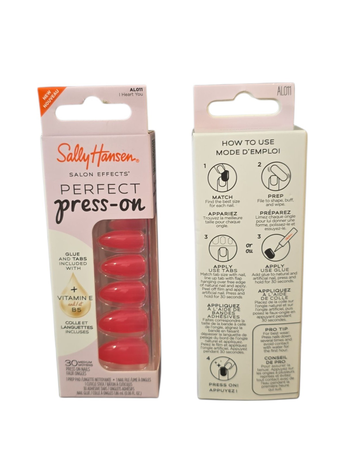 NEW!Sally Hansen Salon Effects Perfect Manicure Press on Nails Kit “I Heart you”