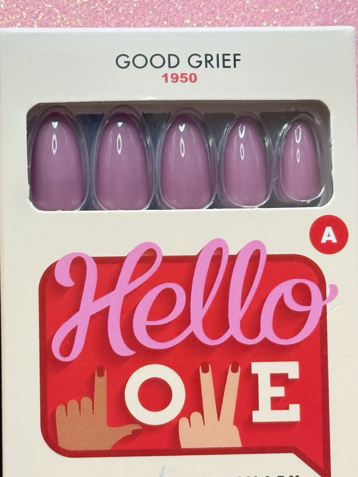 Hello Love Press-On Nails Almond Mauve Good Grief- Set Of 2