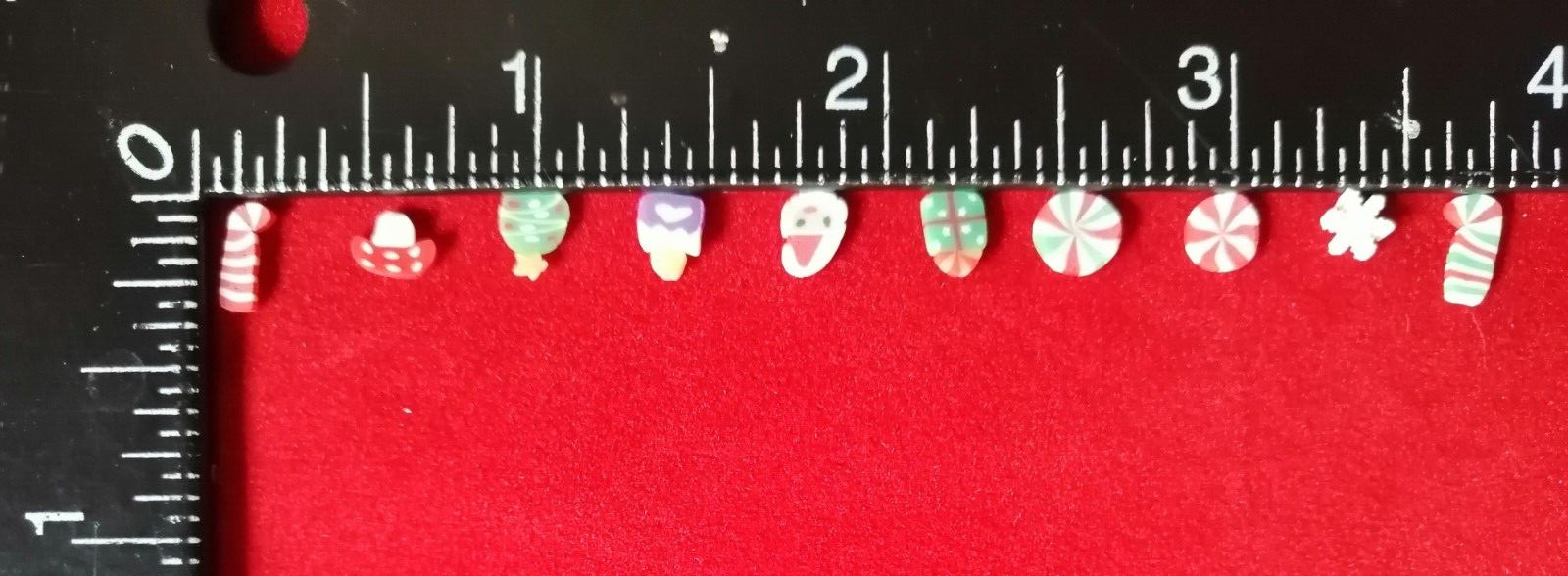 Fimo Clay Xmas Santa Snowman Gingerbread Rudolf Snowflake Cane Tiny 3D Nail Art