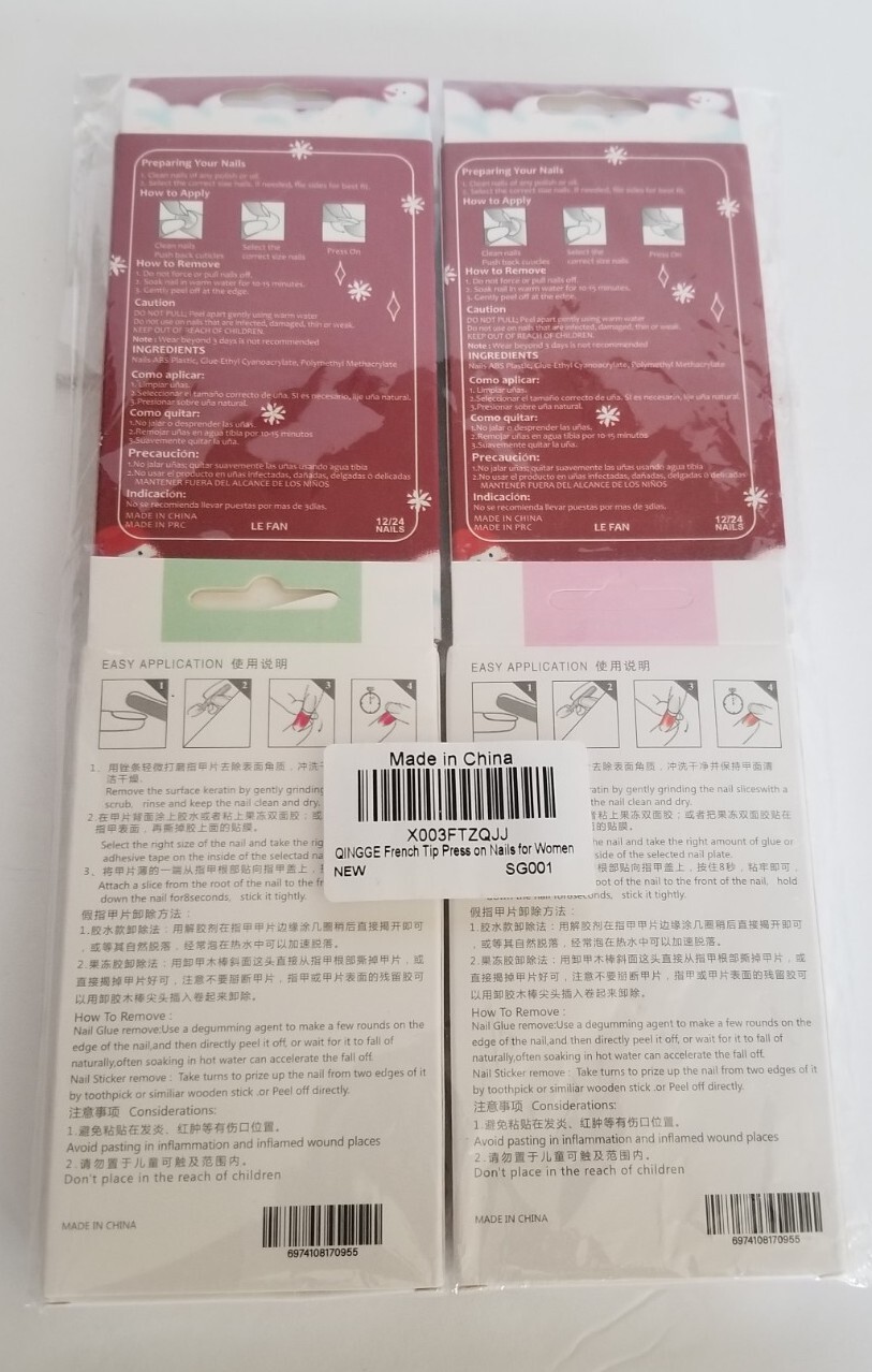 Lot Of 4 Press On Nails. Do it yourself Easy to Apply 24 Pieces Each Fun Colors