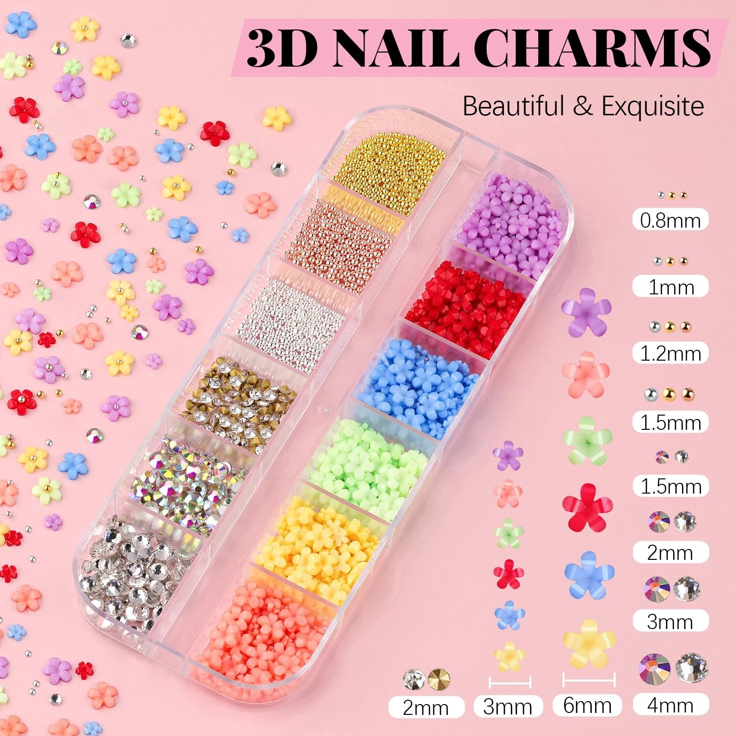 3D Nail Charms, Manicure Kit with Nail Rhinestone Glue Gel (UV Curing), Butterfl