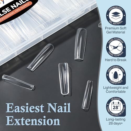 Extra Long Square Nail Tips, XXL 120Pcs 12 Sizes No C Clear Sqaure – Full cover