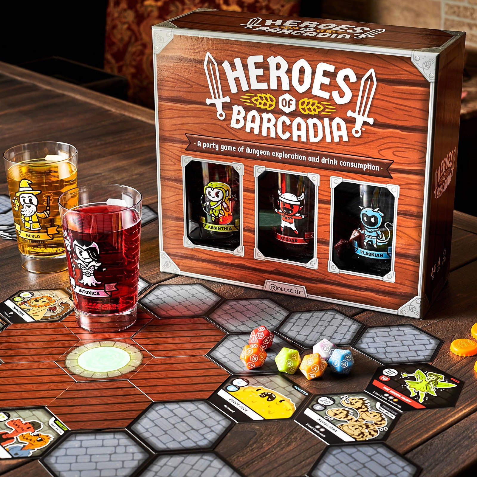 Rollacrit Heroes of Barcadia Board Game 12 x 11 x 0.1 inches, Multi-coloured