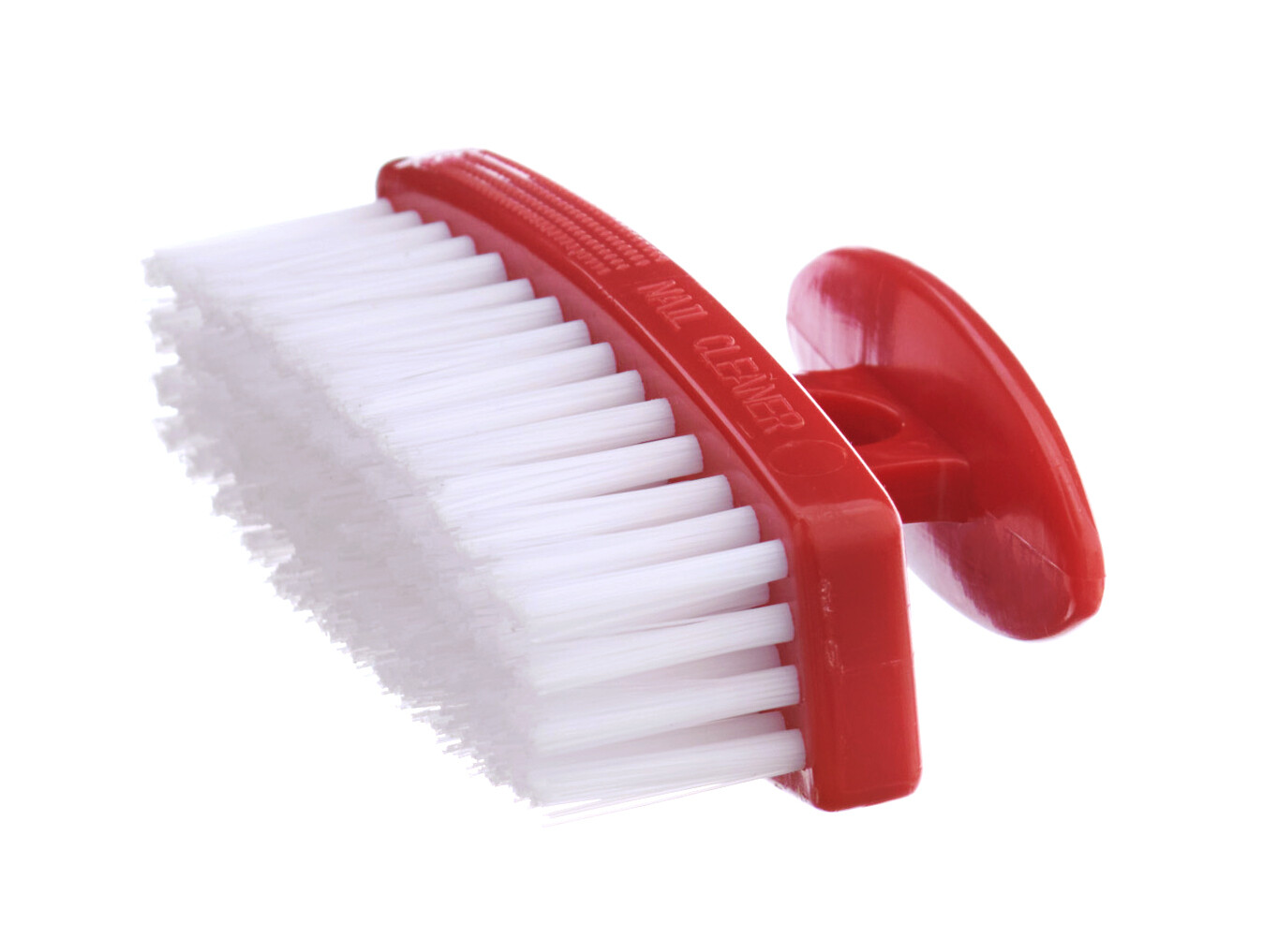 Superio Heavy Duty Durable Red Nail Brush Cleaner with Handle Stiff Bristles