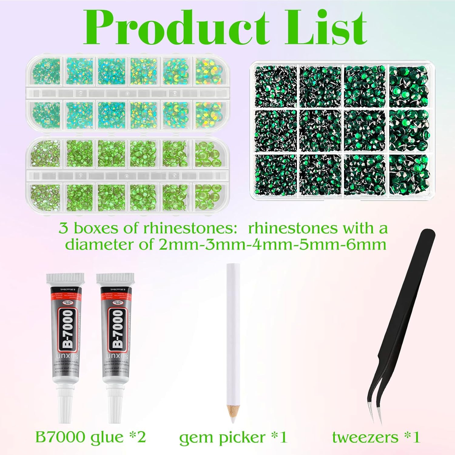 Green Resin Rhinestones for Crafting, 2Mm-6Mm Mixed Flatback Resin Gemstones for