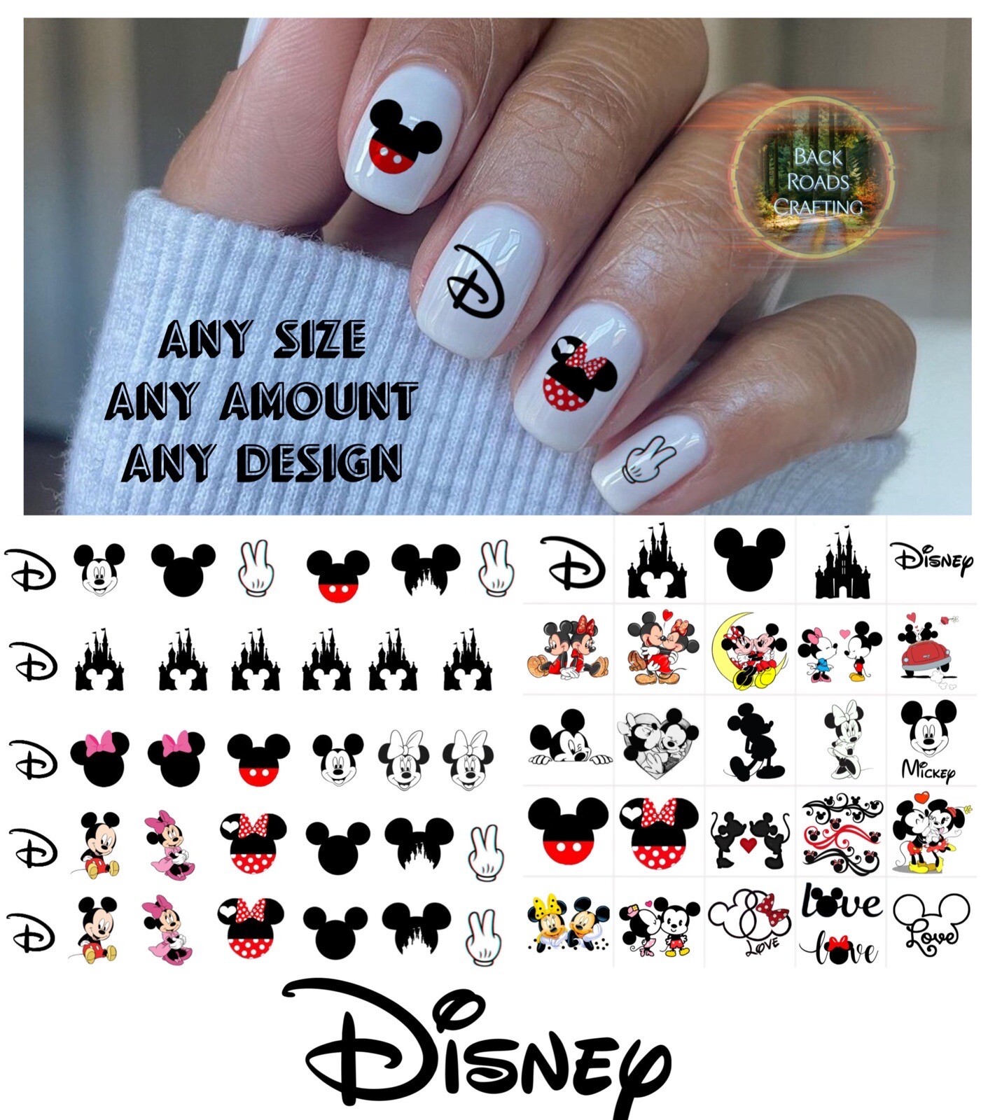 Disney Mickey Waterslide Nail Decals Set Of 50 Instructions and bonus
