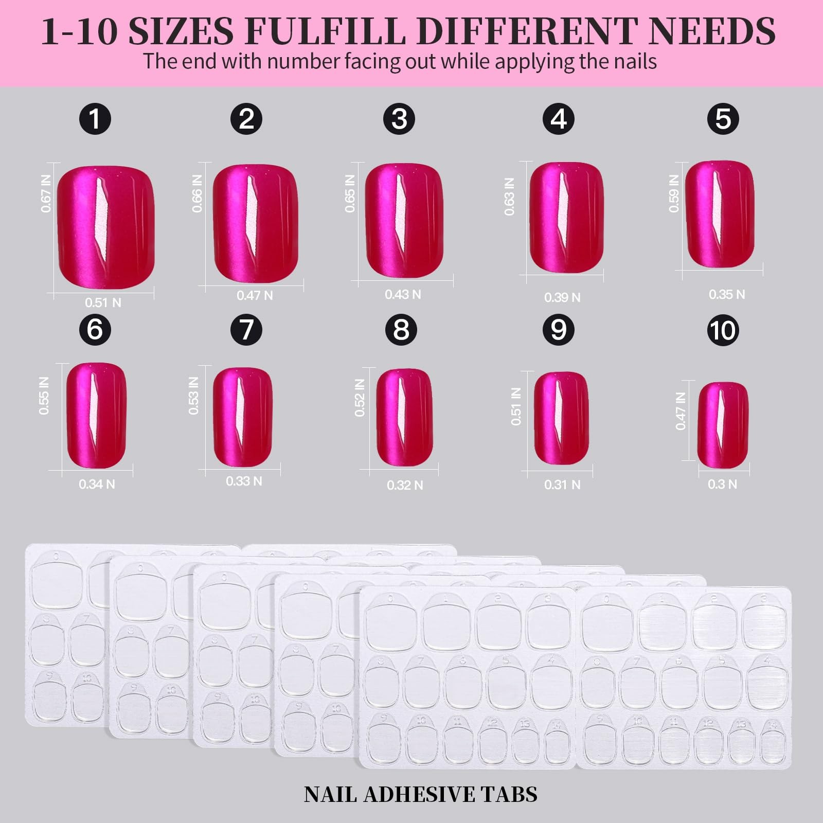 Press on Nails, 6 Colors Press on Nails Short, Glossy Cat Eye Nails Short Squ…