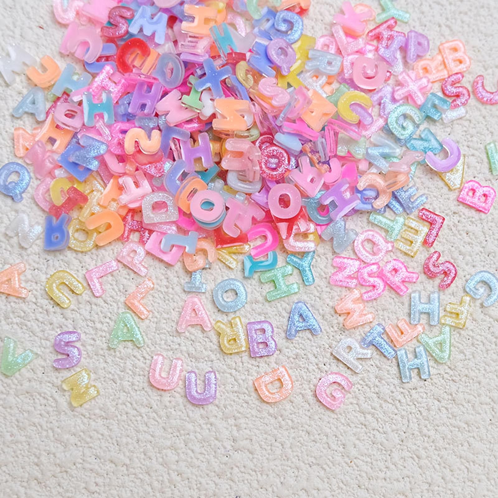 250Pcs Letter Nail Art Charms, Resin Flatback Alphabet Nail Gems Accessories