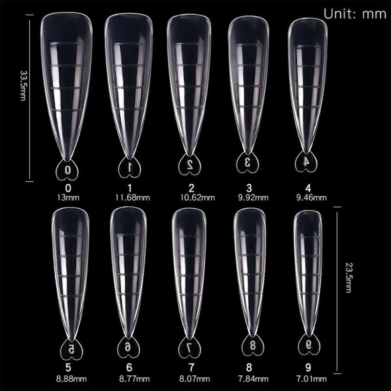 Fake Nails Clear Full Cover System Gel 100Pcs Nails Tips Mold Dual Forms