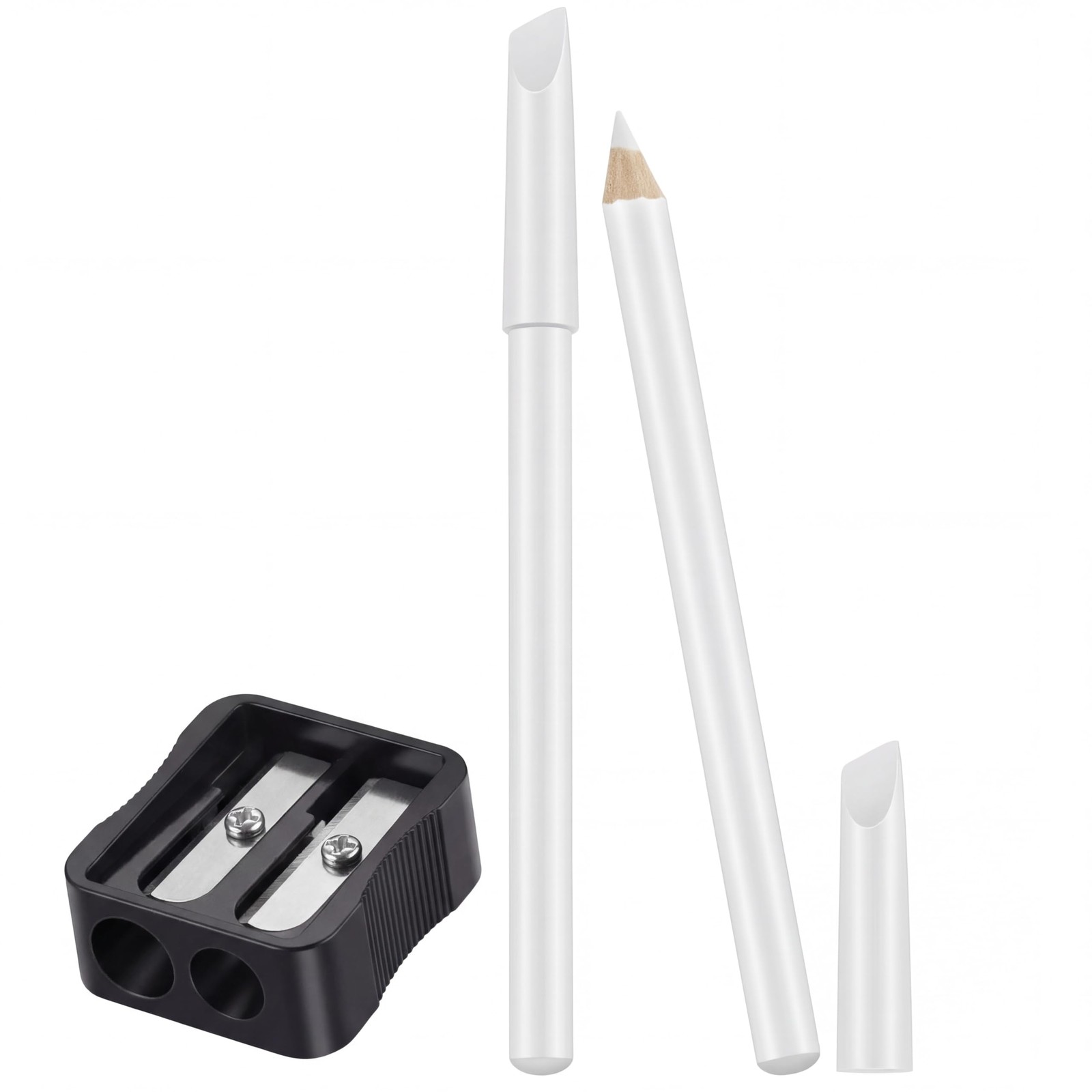 Nail Pencil and Sharpener Set 2 Pieces 2 In1 White Nail Whitening Cuticle Pusher