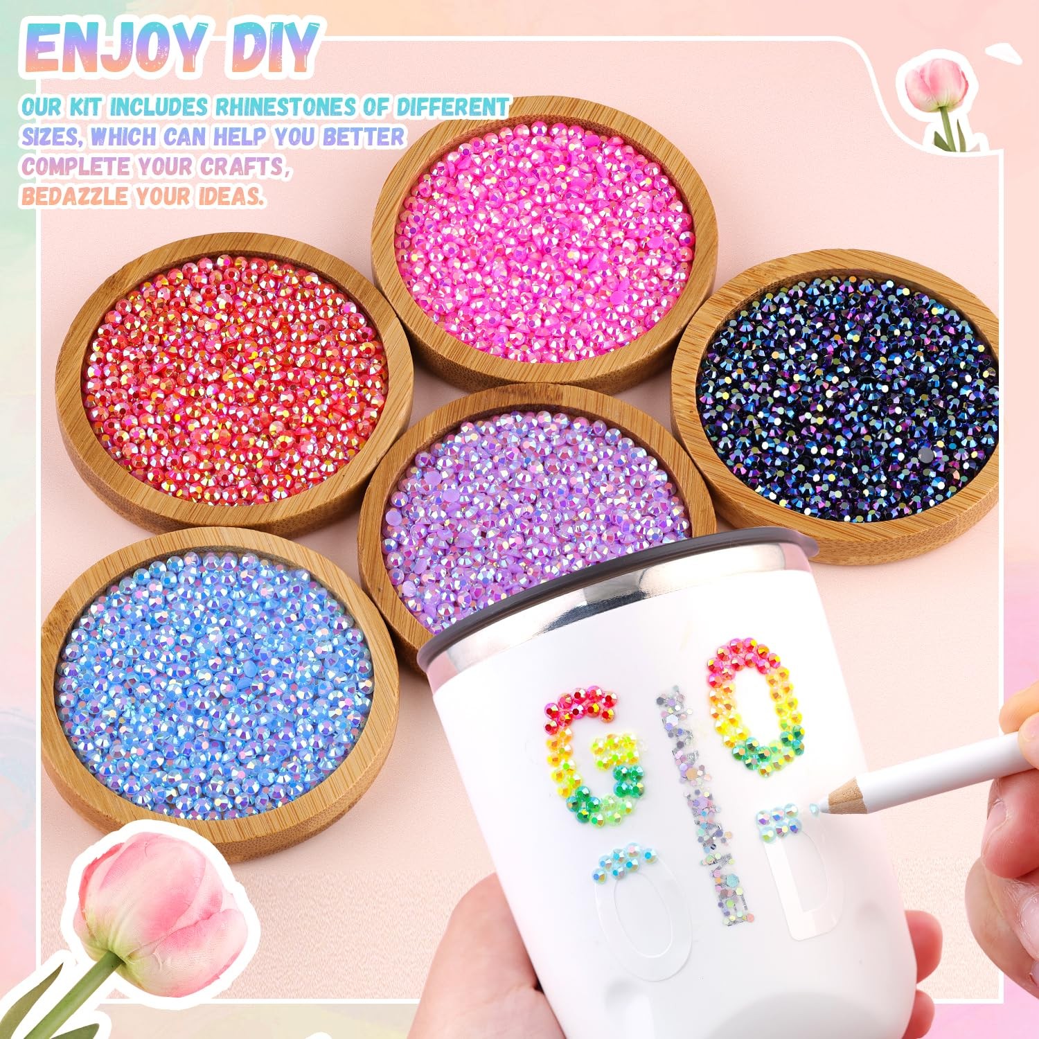 BELLEBOOST 35000PCS Jelly Bedazzler Kit with Rhinestones, 3mm Flatback Gems f…