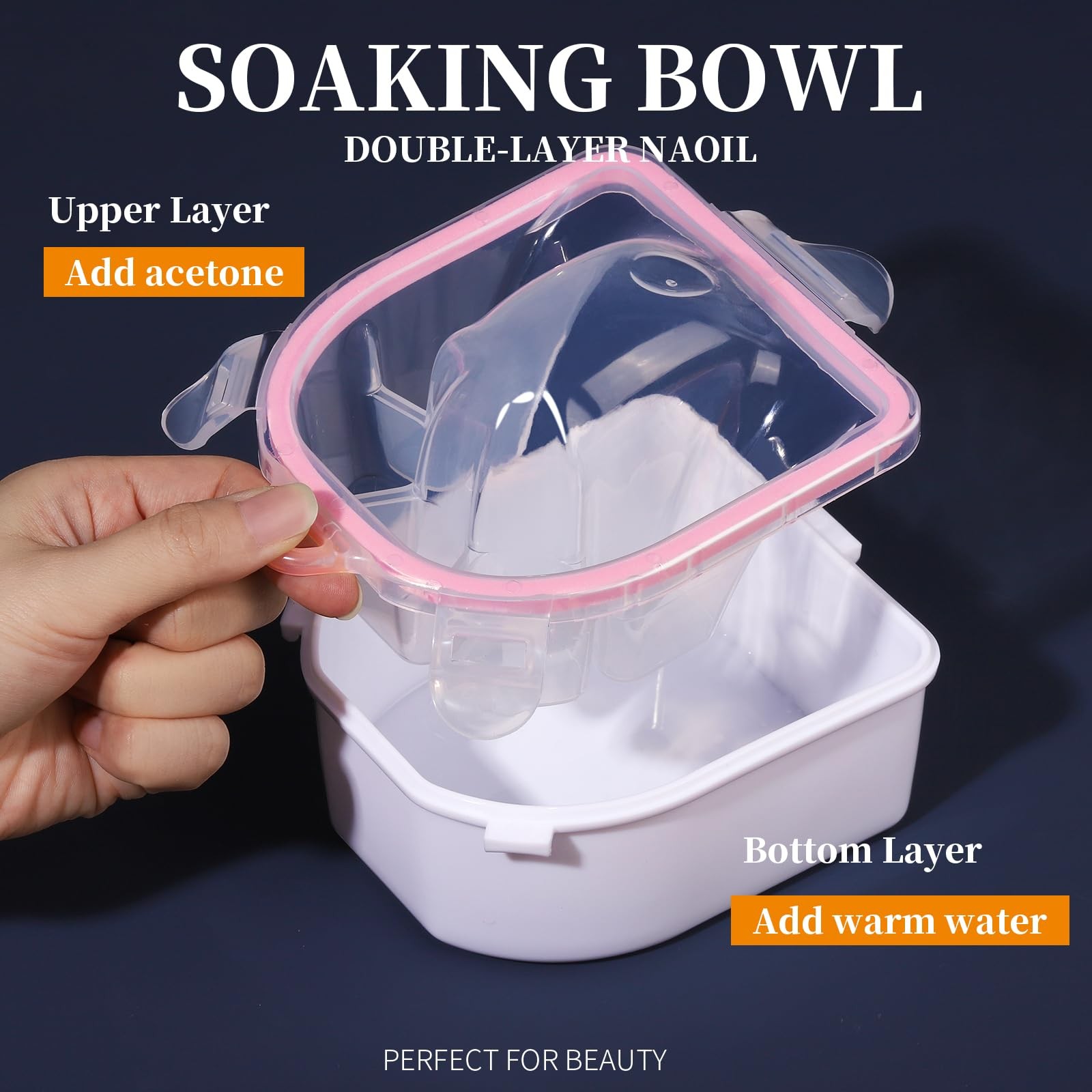 Teenitor Nail Soaking Bowl, Soak Off Gel Polish Orange / Purple / Light Pink
