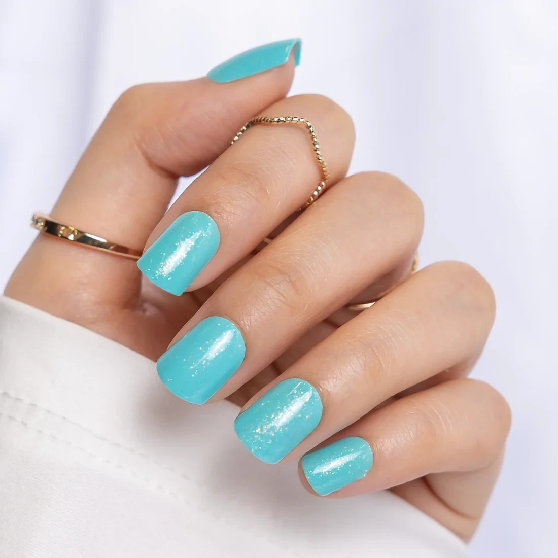 Red Aspen Press On Nails-Moss & Meadows, Marieta Square Short Blue
