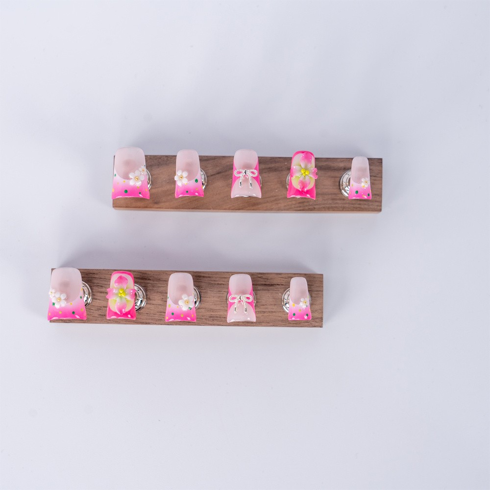 Handmade Press On Nails High Quality Pink Gradient Duckbill Square Fake Nails