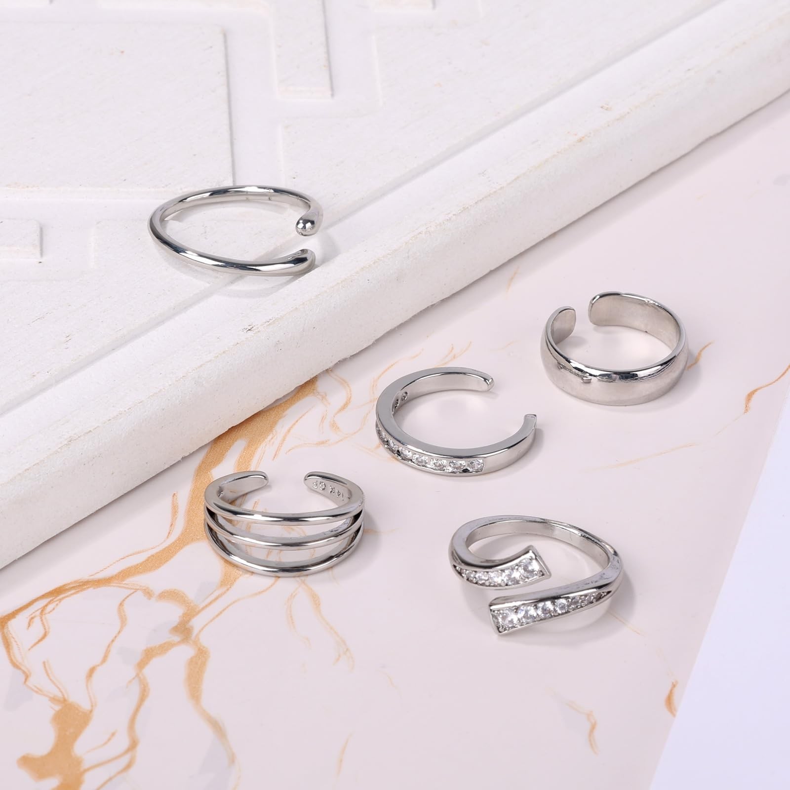 5pcs Toe Rings for Women, 5 Styles Non-Tarnish Open Band Adjustable Band Toe …