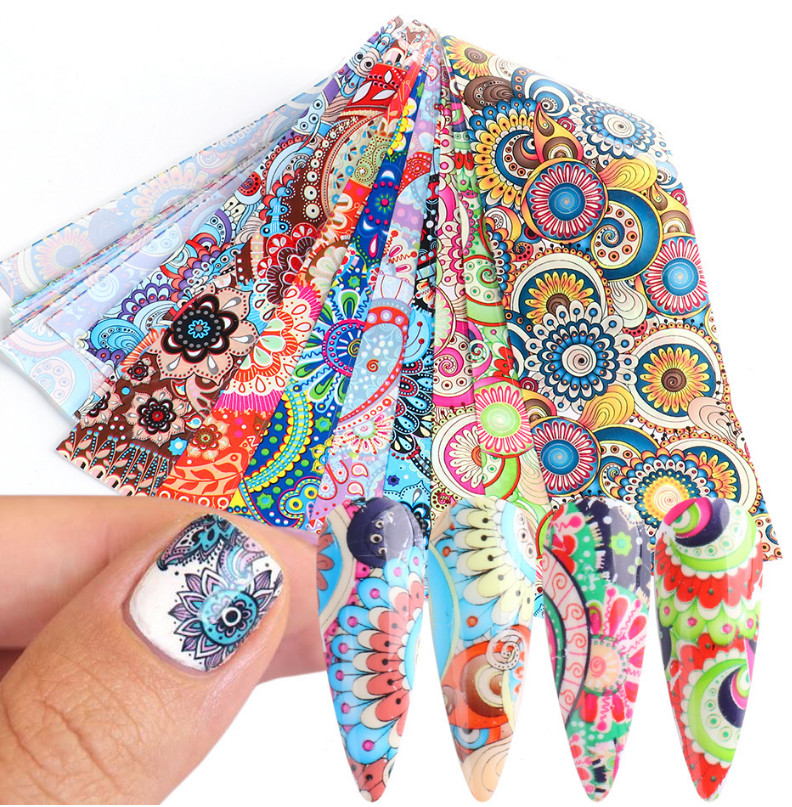 10 Pcs Flower Love Letters Nail Art Transfer Foil Sticker Transfer Manicure DIY