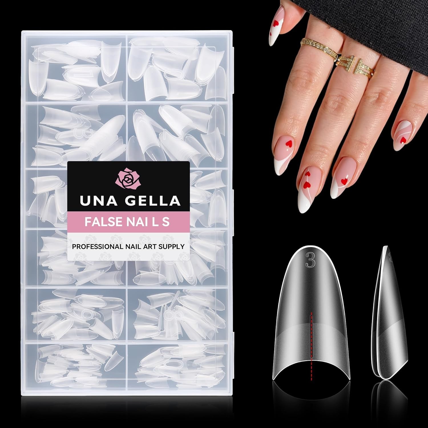 Elegant Half-Cover Medium Almond Gel Nail Tips – 504pcs for Beautiful Nail Style