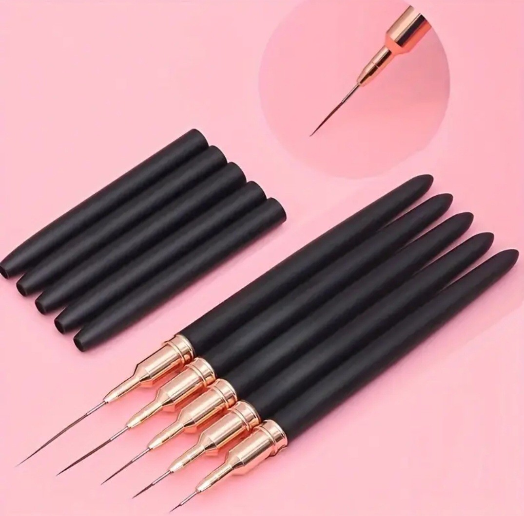 [Professional Nail Brush Set] 5pcs Professional Black Nail Brush Set with…