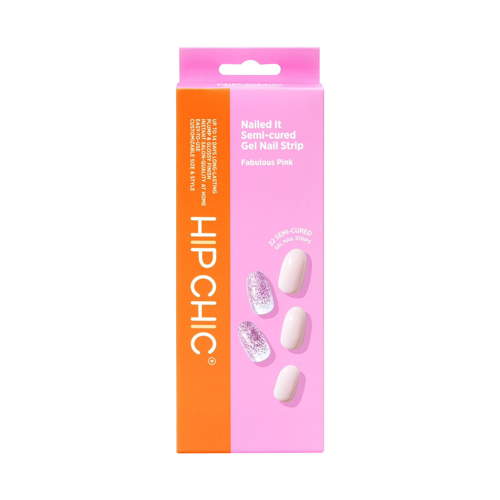 Hip Chic Nailed It Semi Cured Gel Nail Strips, Fabulous Pink