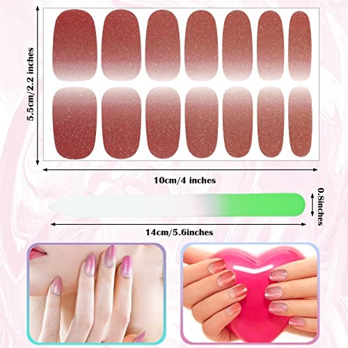336 Pieces 24 Sheets Full Wrap Nail Polish Strips Stickers Self Glitter Style