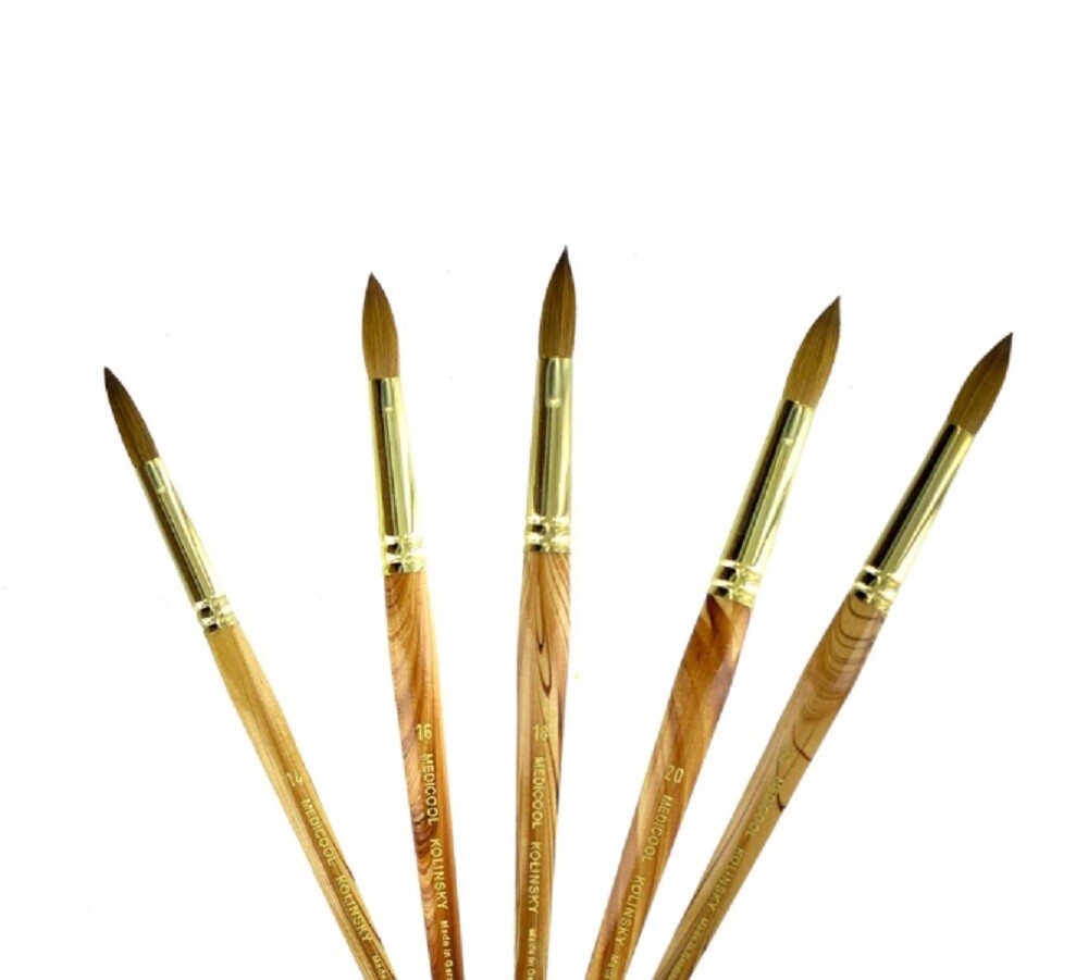 Medicool Kolinsky German Made 100% Sable Acrylic Nail Brushes Oval *Chose any 1*