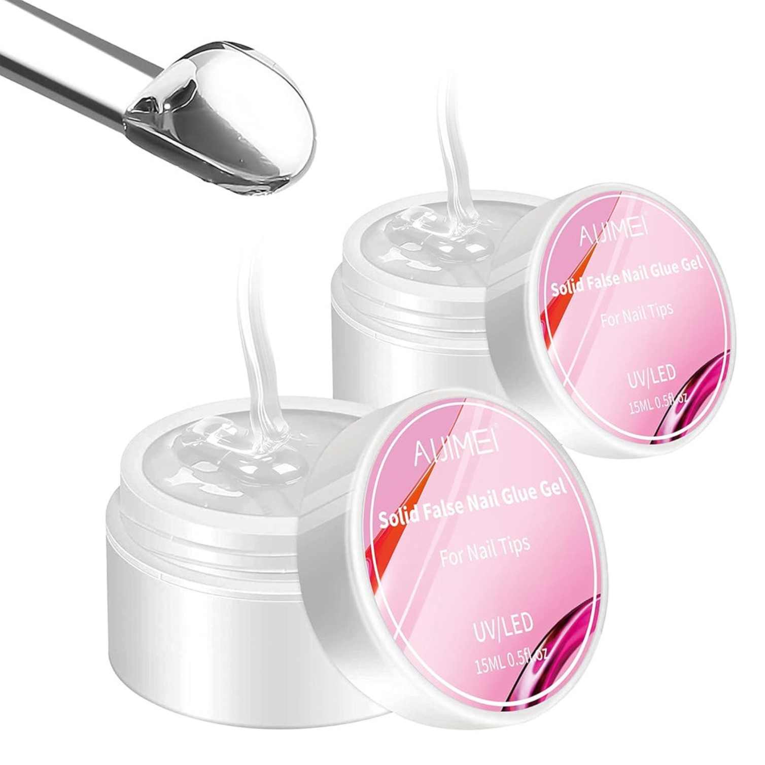 2PCS Solid Nail Glue, Strong Clear Acrylic Nail Glue for Fake Nails DIY Home