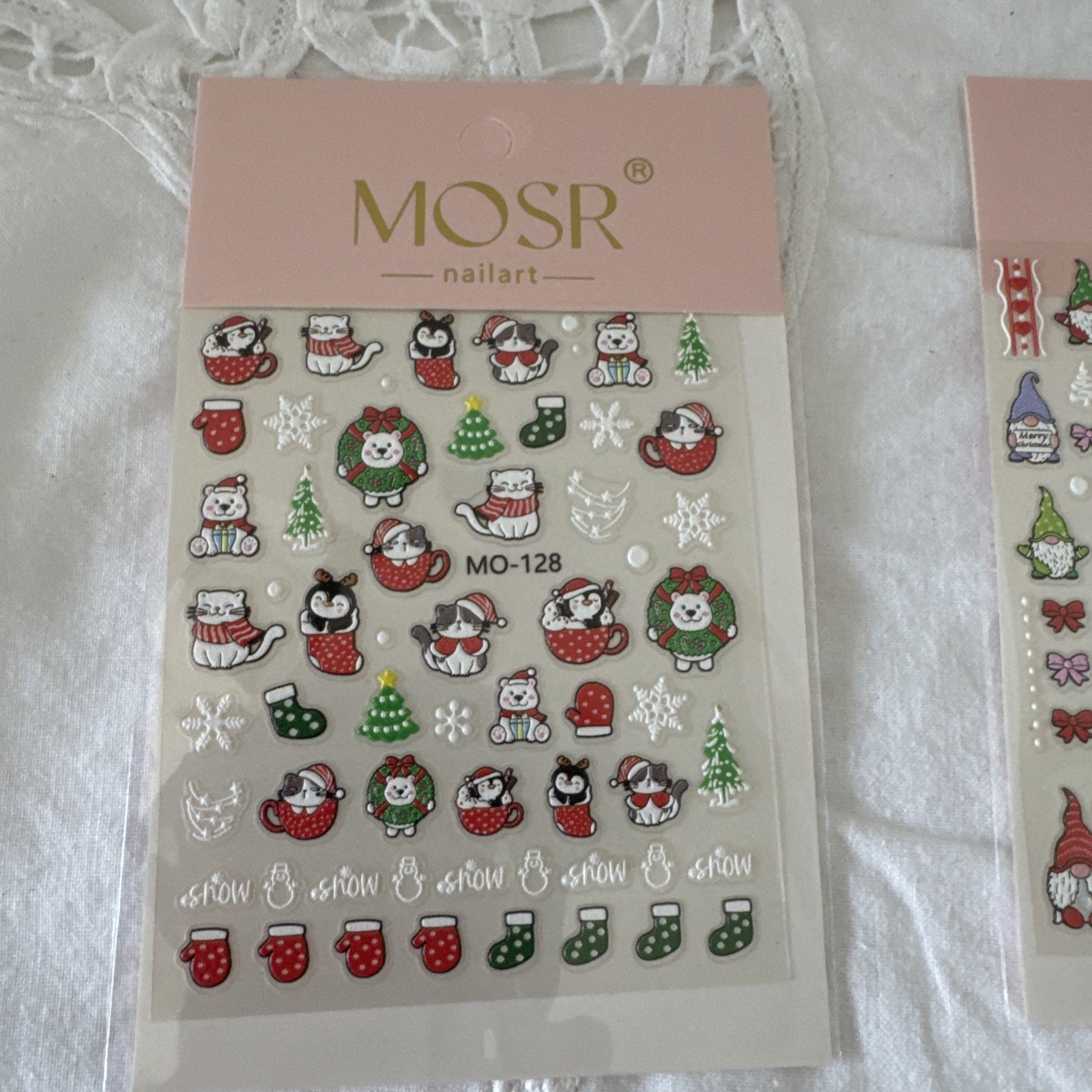 Lot Of 4 Cards Of Nail Decals / Stickers Christmas Theme So So Festive🎁🎄