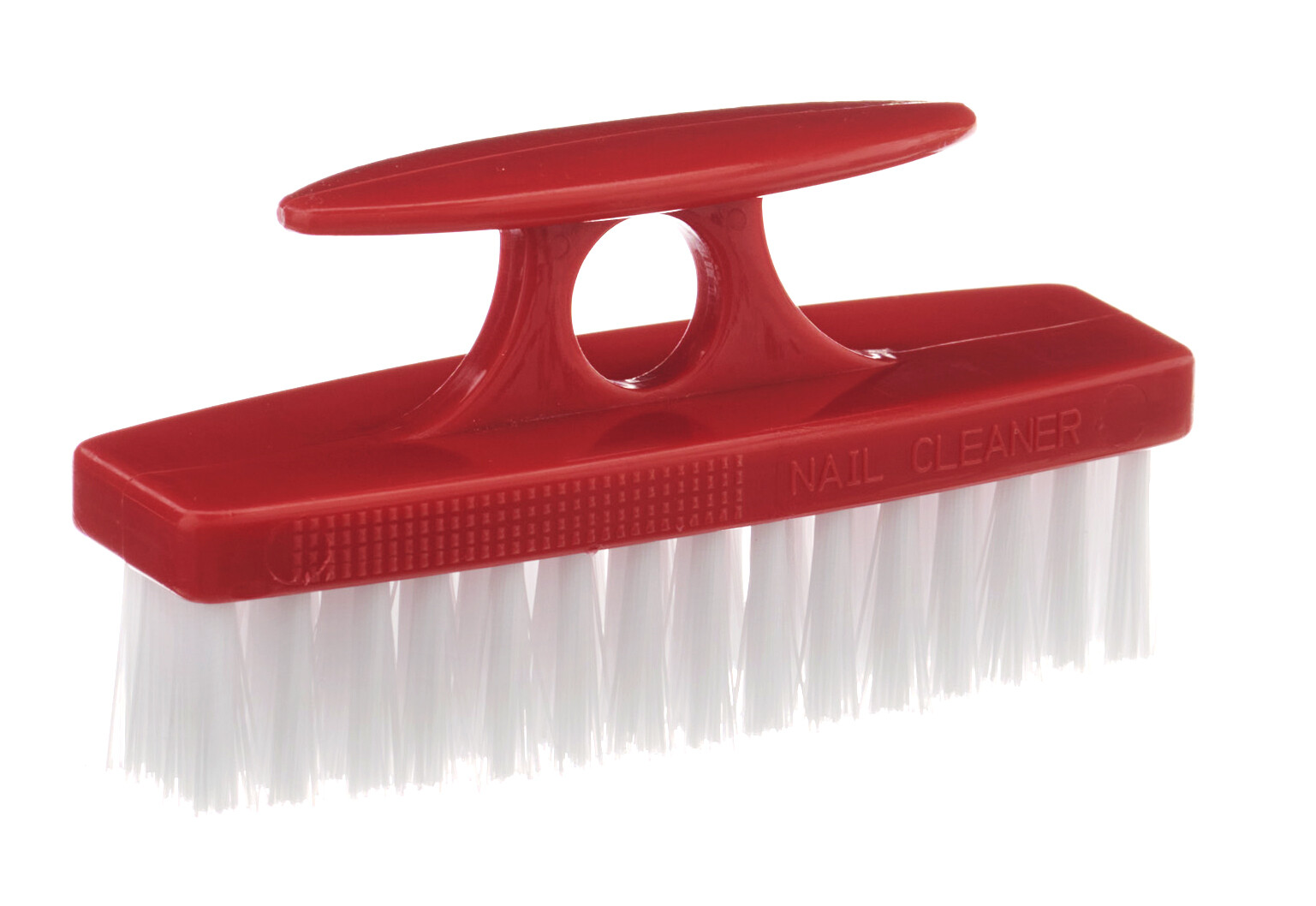 Superio Heavy Duty Durable Red Nail Brush Cleaner with Handle Stiff Bristles