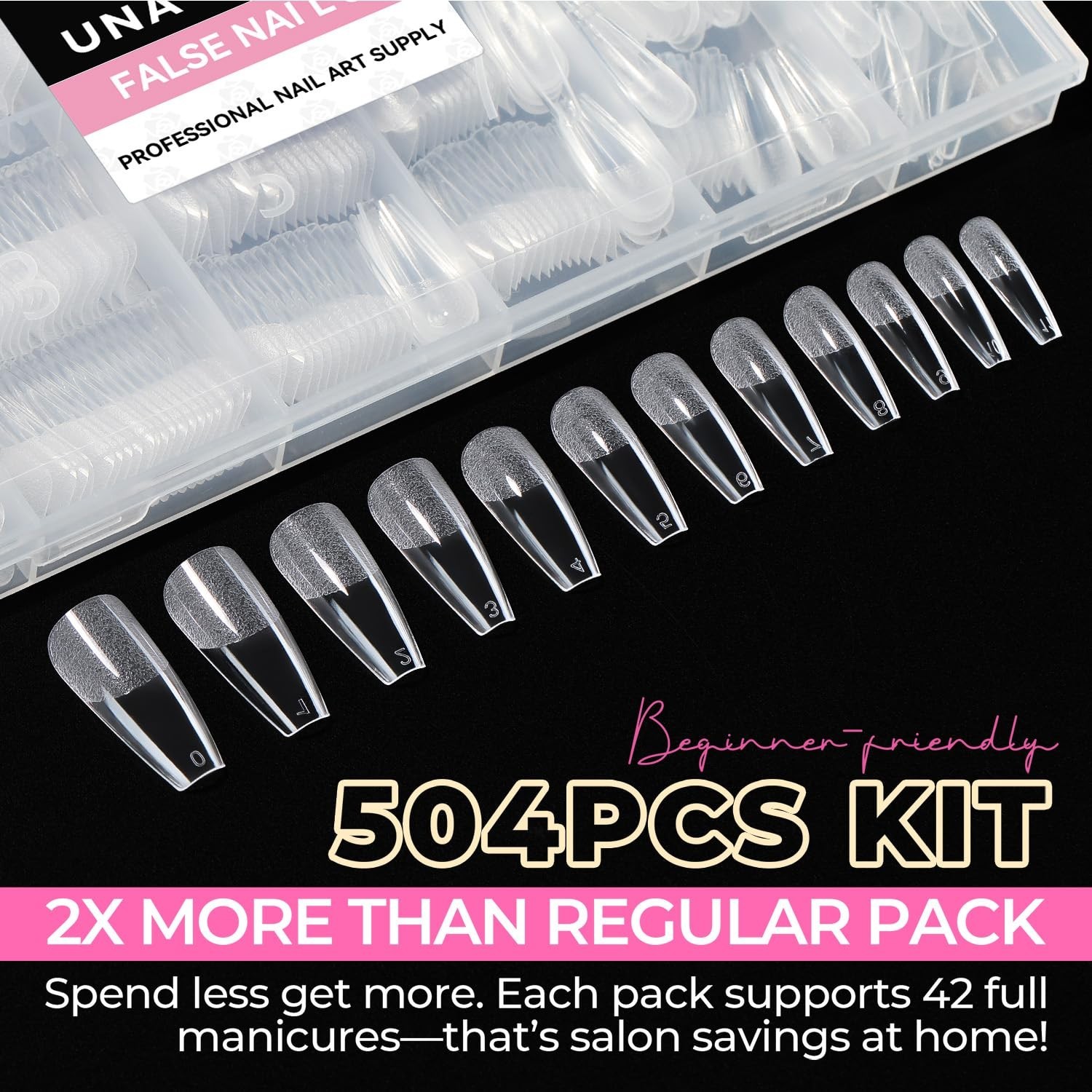 Long Coffin Nail Tips 504pcs Pre-Shape Half Matte Fake Nails | Full Cover Cle…