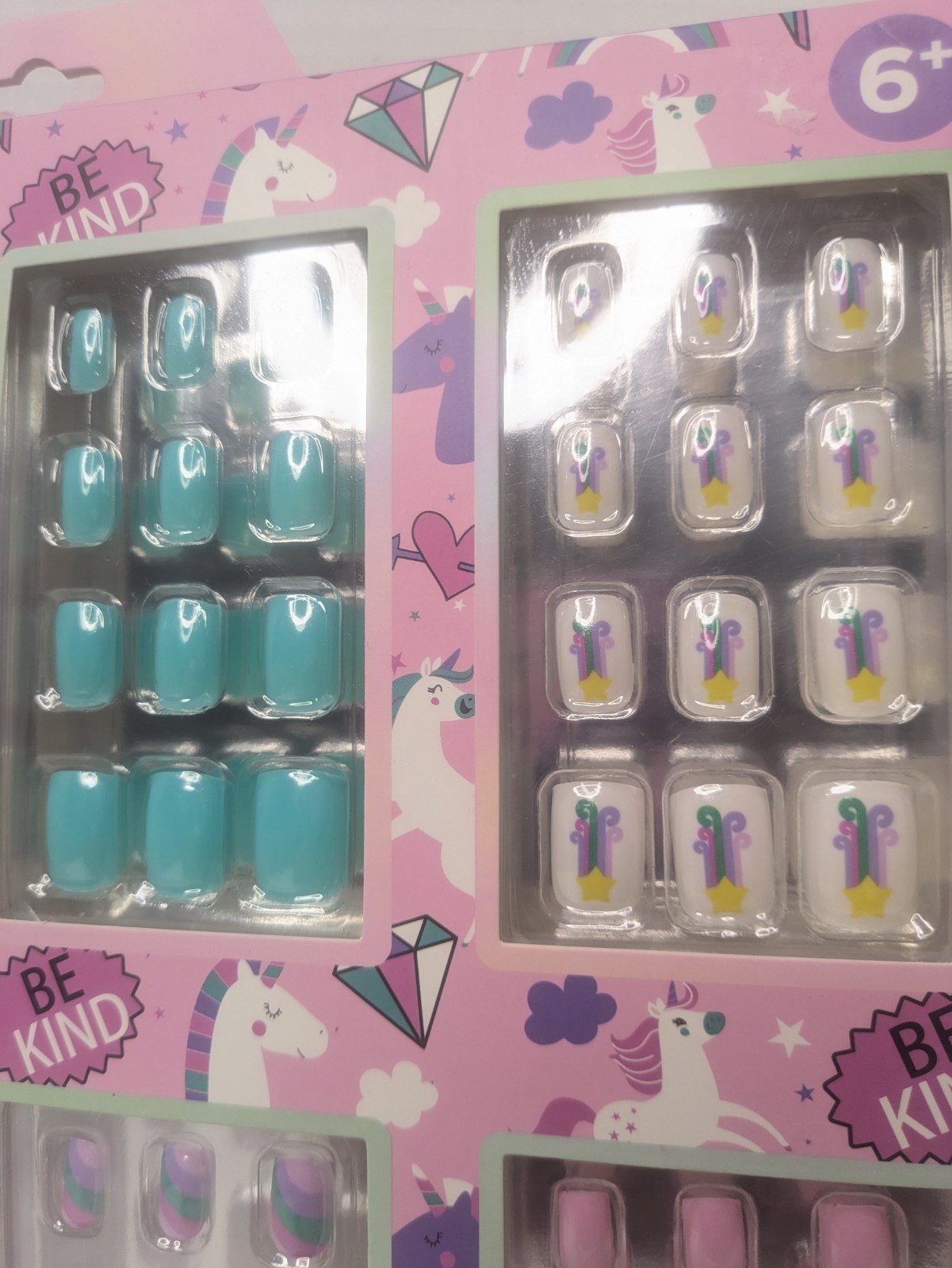 Unicorn 7-Day Acrylic 84 Press On Nail Kit And Matching Bath Bomb Girls Gift Set