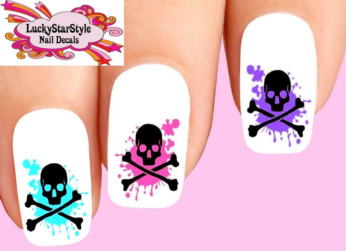 Waterslide Skull Nail Decals Set of 20 – Skull Splatter Assorted
