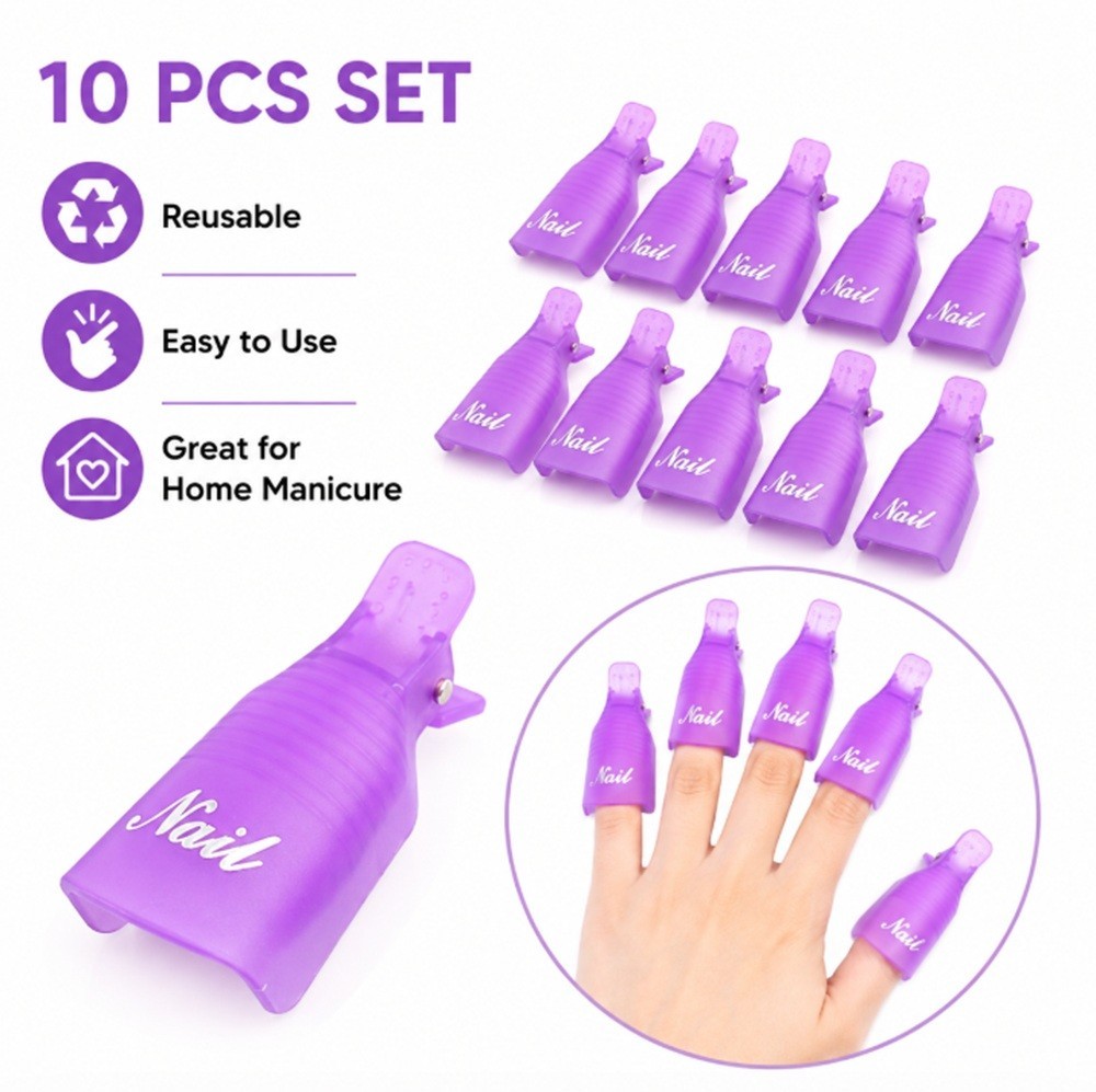 10 Pcs Gel Nail Polish Remover Clips – Soak Off Caps for Easy Manicure Pedicure