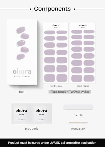 Semi Cured Gel Nail Strips () – Purple, Solid, Works with Any N Cream Lavender
