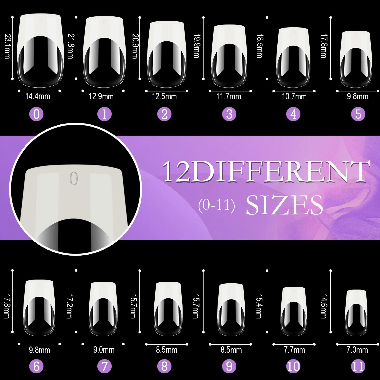 120PCS French Acrylic False Nails Medium Square Full Cover Press On Tips USA