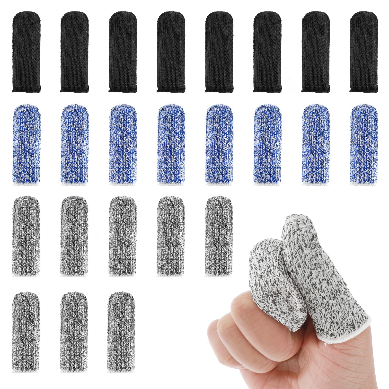 Cut Resistant Finger Cots Protectors Breathable Fabric Garden Kitchen 24 Pack