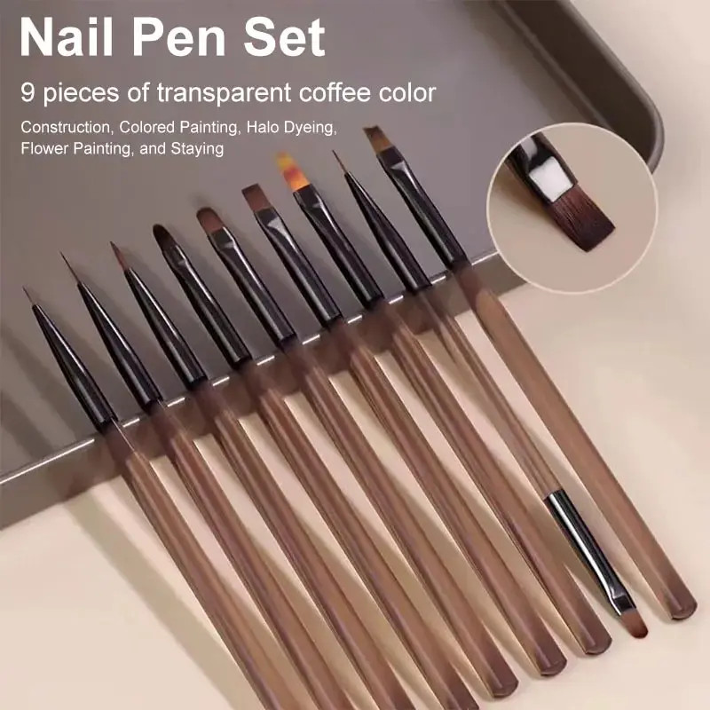 9PCS Nail Art Brushes Set for DIY Acrylic Painting & Design