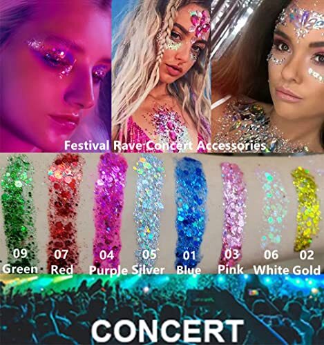 Pink Body Glitter Gel,Singer Concerts Pink Face Glitter 03 Pink Body Glitter