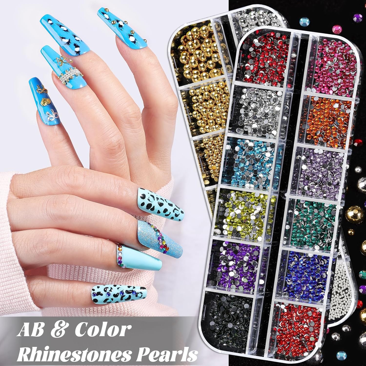 Nail Charms and Gems, Nail Art Kit with 30 Sheets Flower Nail 6 Kits-A