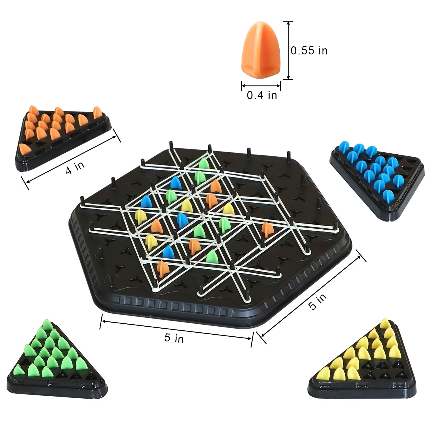 Chain Triangle Chess Game, Triggle Board Game for Family 1x1x0.1 inches