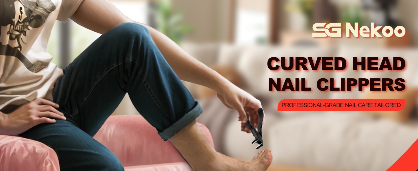 SGNEKOO Upgraded Long Handle Toenail Clippers for Seniors & Thick Nails，Curved