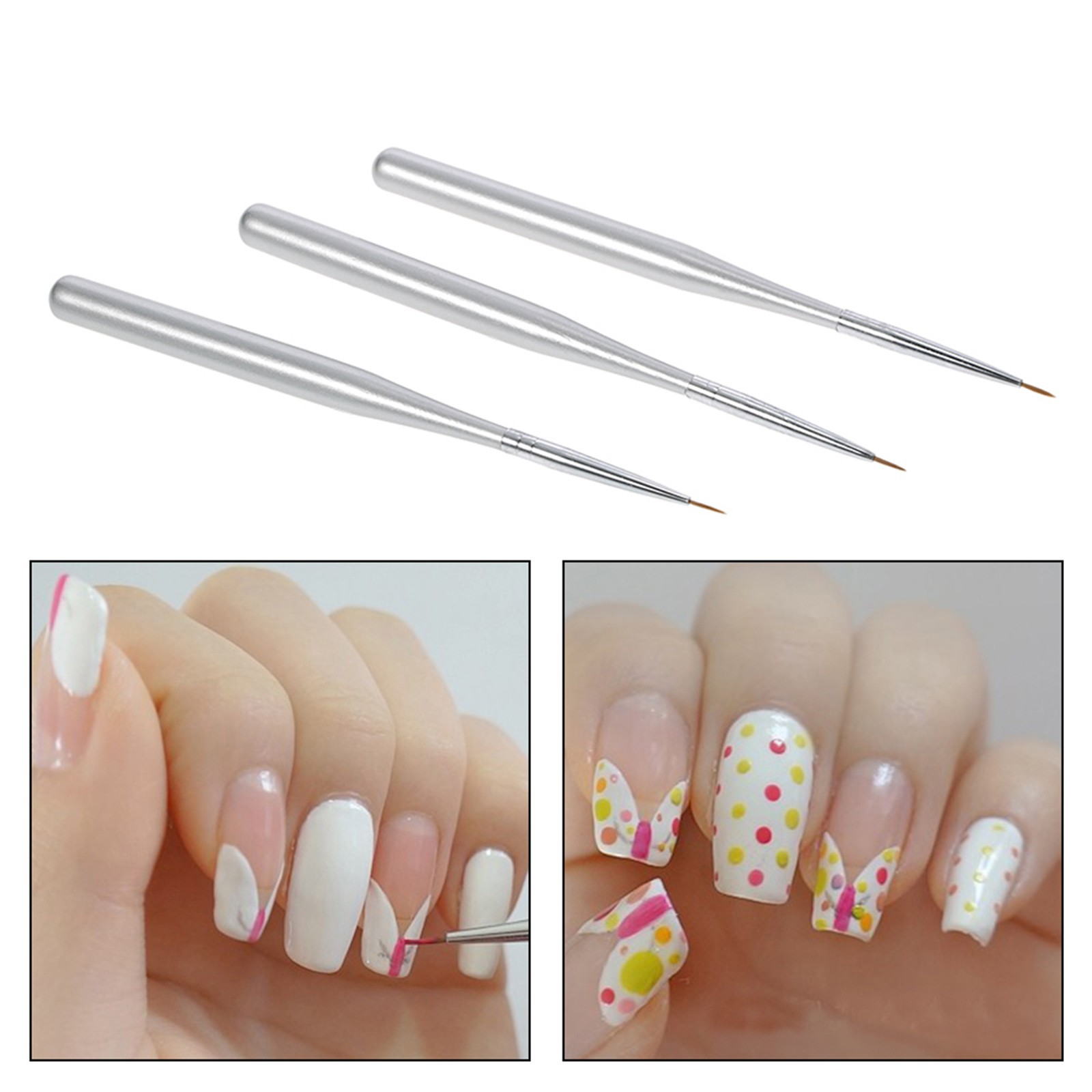 3pcs/set Professional Acrylic Nail Art Brush Set Nal Art Painting Brushes AVRP