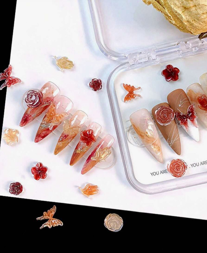20Pcs Nail Art Charms Jewelry Resin Rose Flower Butterfly Bowknot Flatback NS52