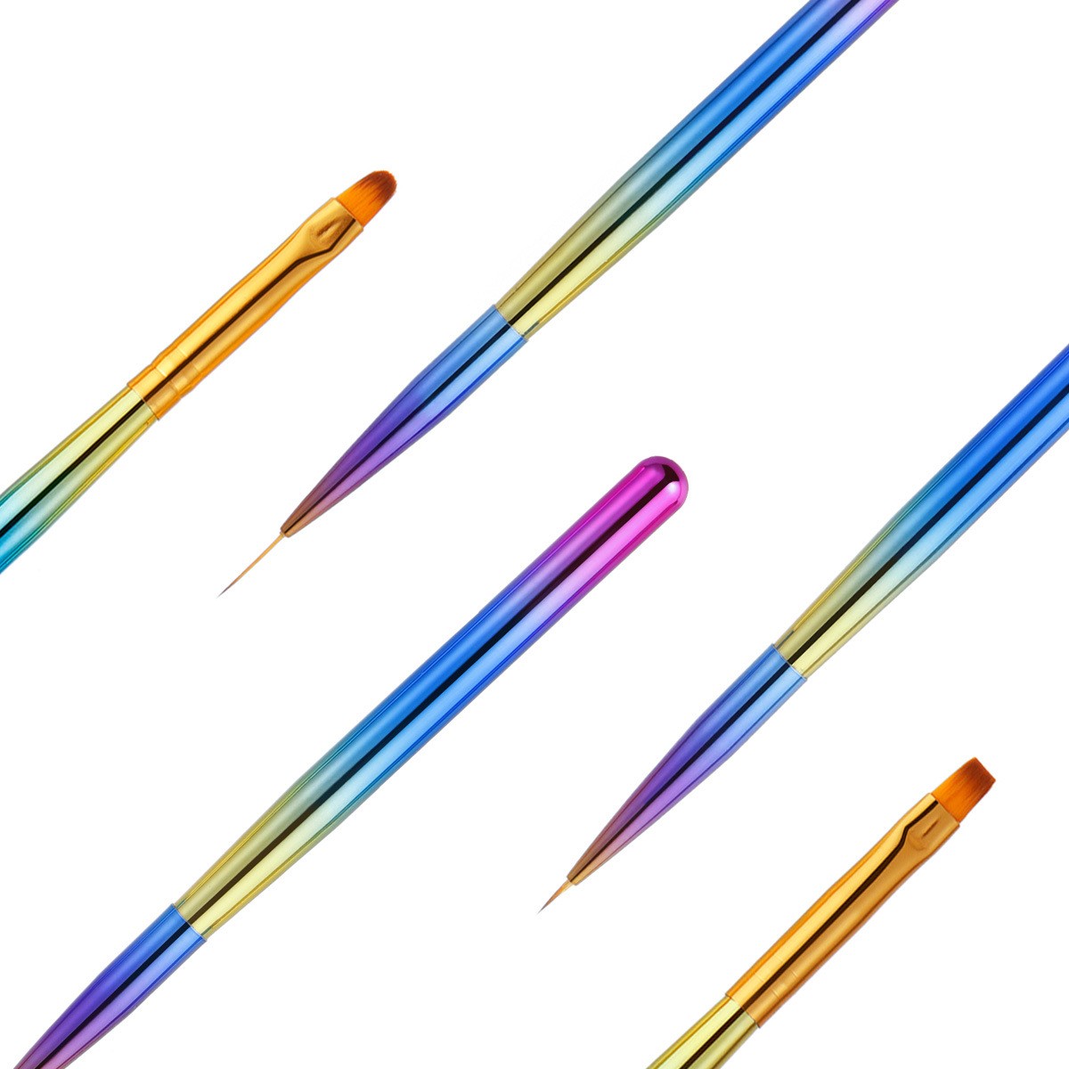 3 Pack Acrylic Nail Art UV Gel Brush Nylon Tips Painting Liner Pen Manicure Tool