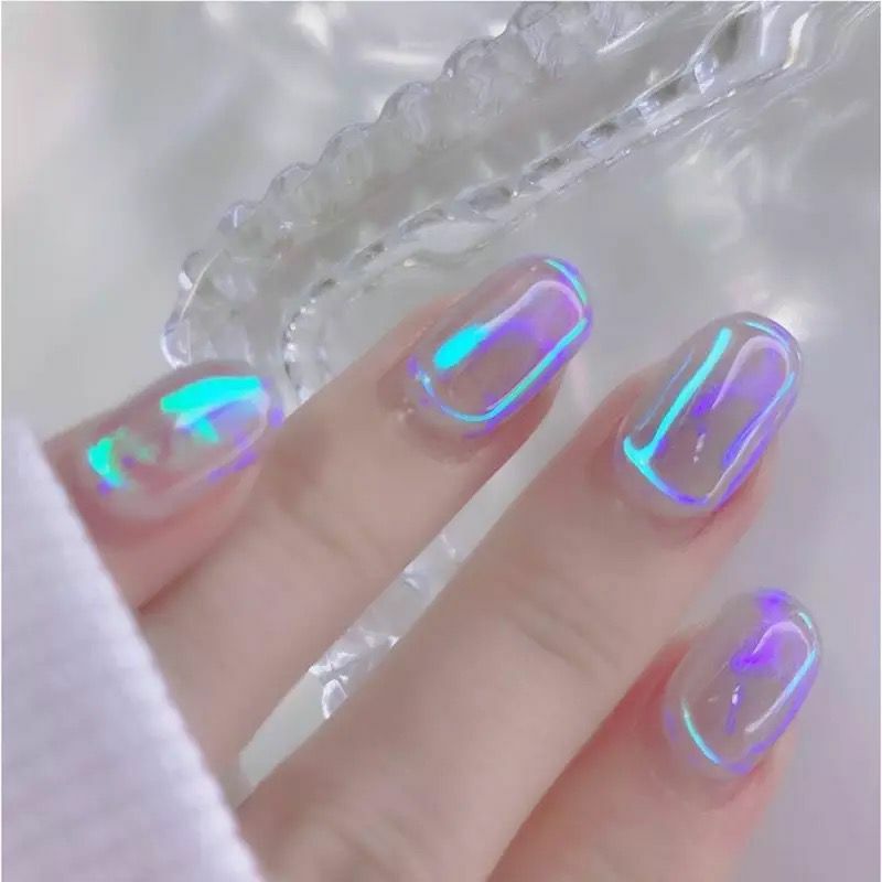 Aurora Nail Foil Ice Cube Cellophane Broken Glass Film Stickers Shiny Paper DIY