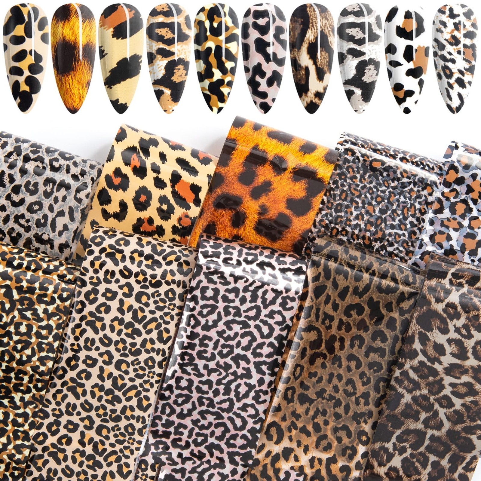 10 Pcs Print Leopard Nail Art Transfer Stickers, Leopard-print 1 (10 Sheets)