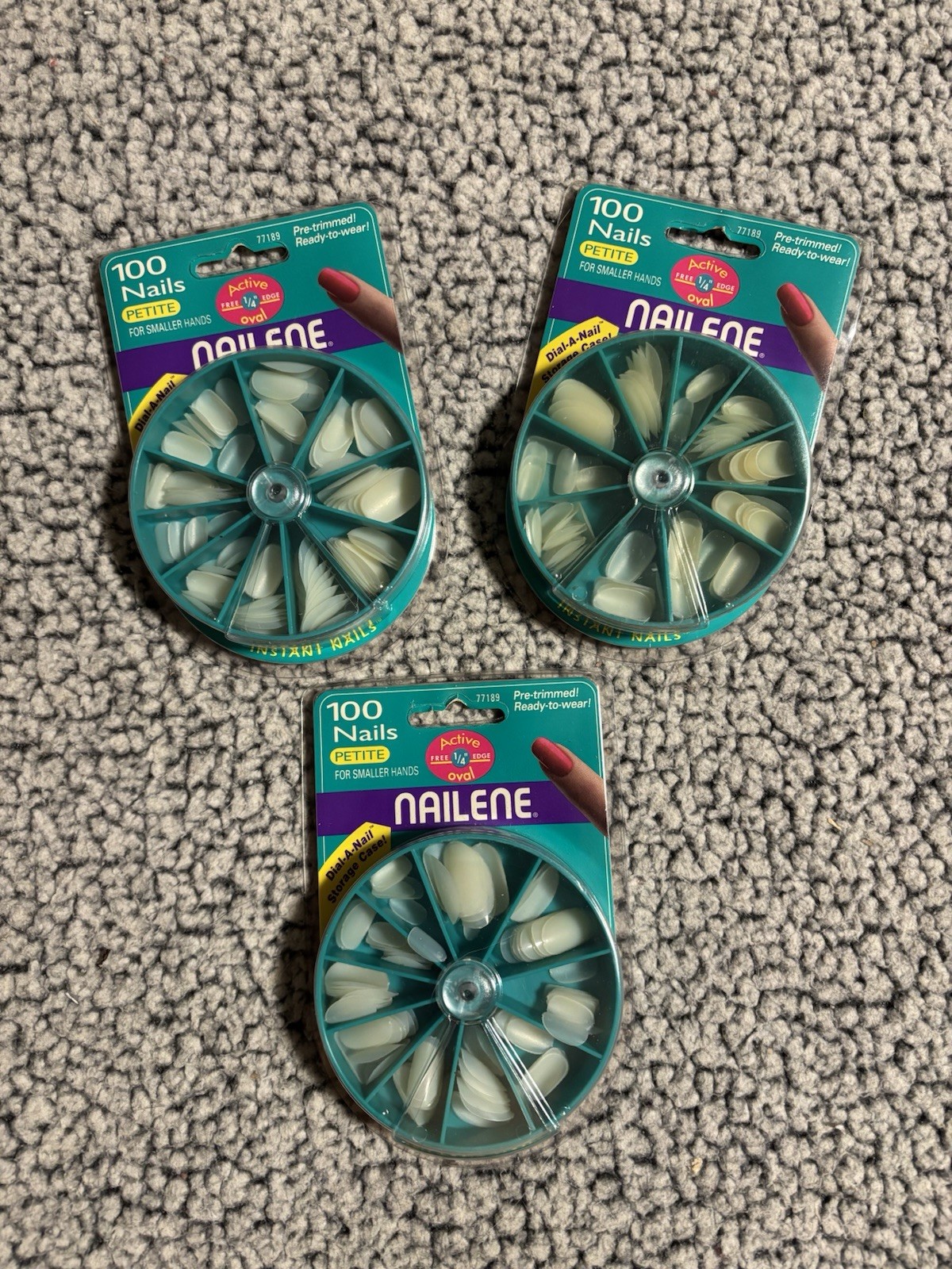 Nailene 100 Petite Active Oval Instant Nail Tips Lot Of 3 Sets (300 Units Total)