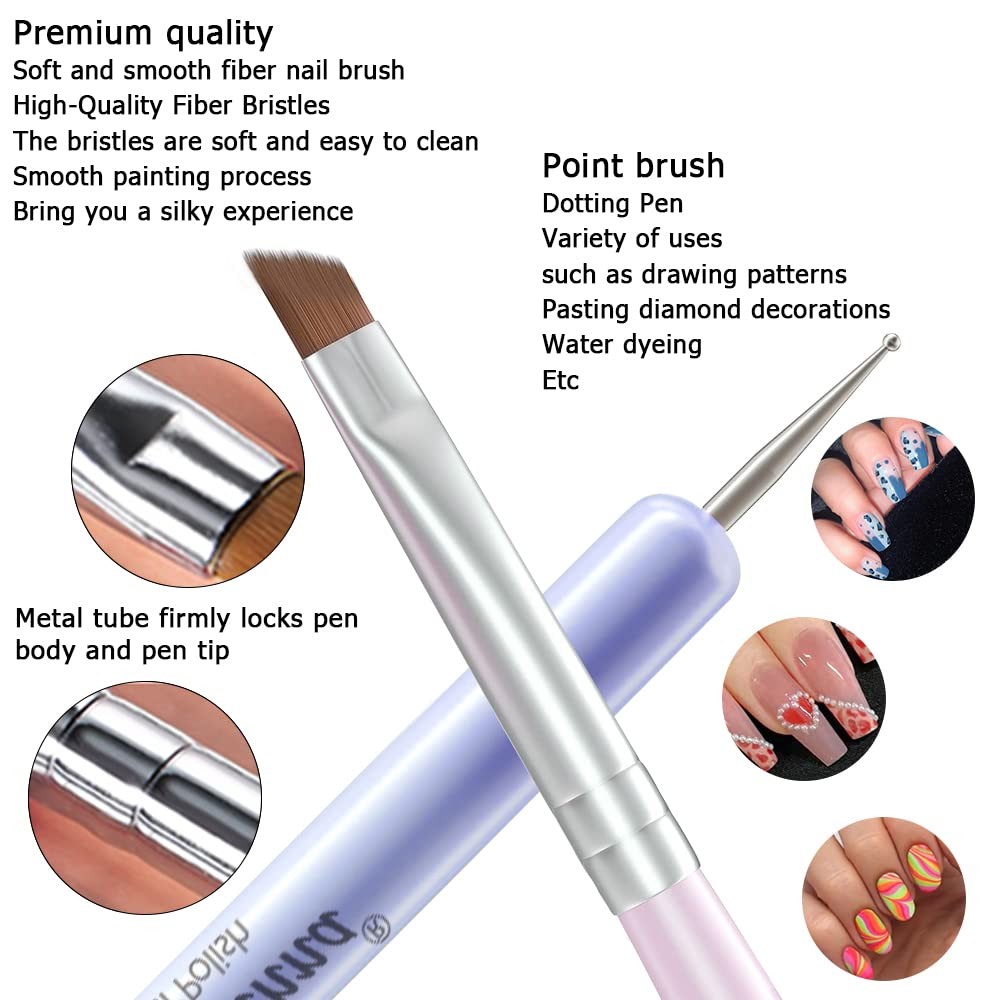 Nail Art Brushes Set 6Pcs Nail Tips Art Design Tools with Poly Extension Brus…