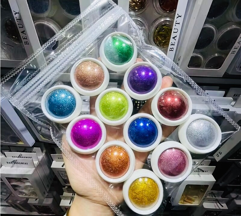 12pcs/Set Metallic Mirror Nail .Chrome Powder Set Solid Rubbing Chrome Dust.